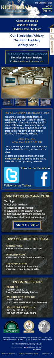 large mobile Kilchoman website