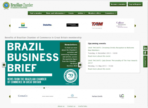 Brazilian Chamber of Commerce Website Homepage